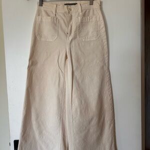 Point Sur Women's Cream Wide-Leg Cotton Sailor Capri Pants